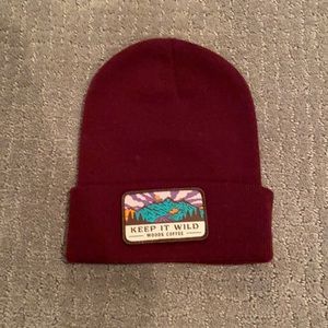 Maroon “keep it wild beanie” - woods coffee
